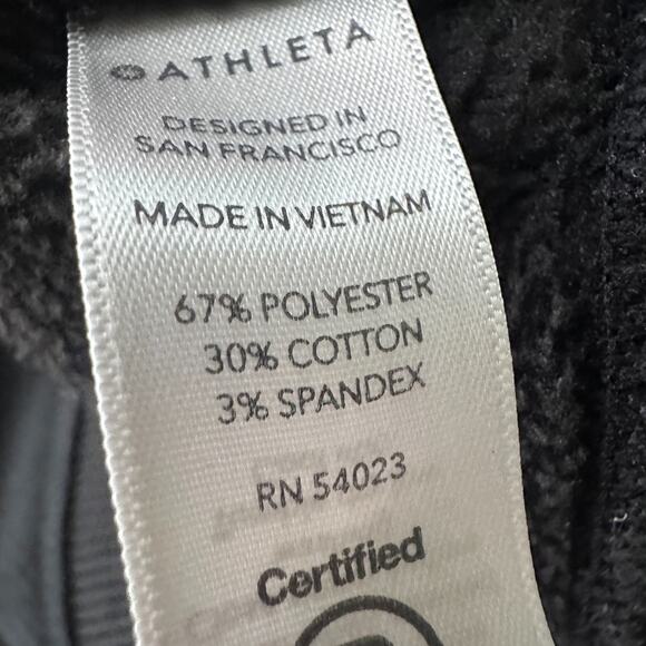 Athleta Cozy Karma 1/4 Zip Sweatshirt Women Small Black Long Sleeve Fleece Lined - Picture 6 of 10